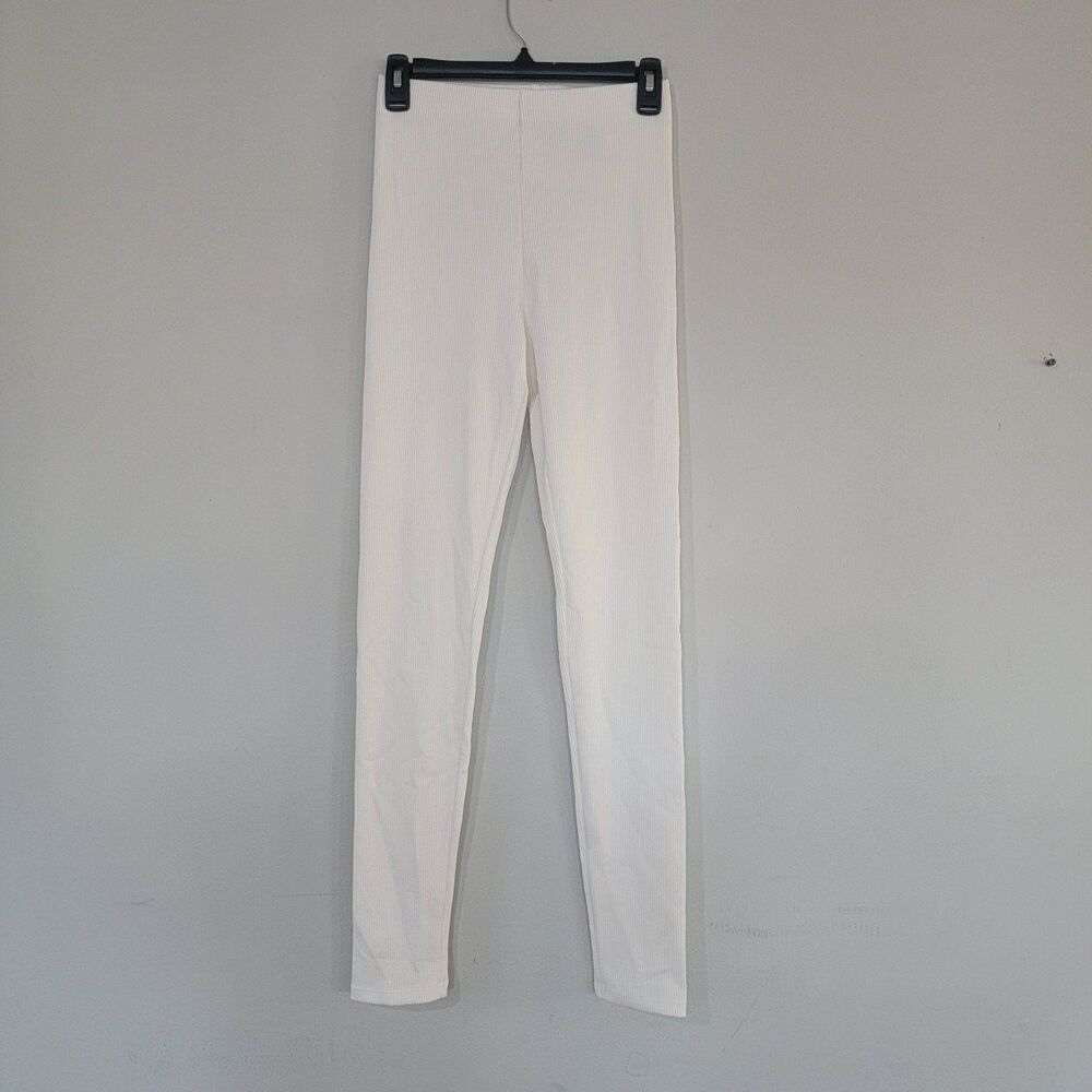 H&M White Ribbed Leggings Size Small
